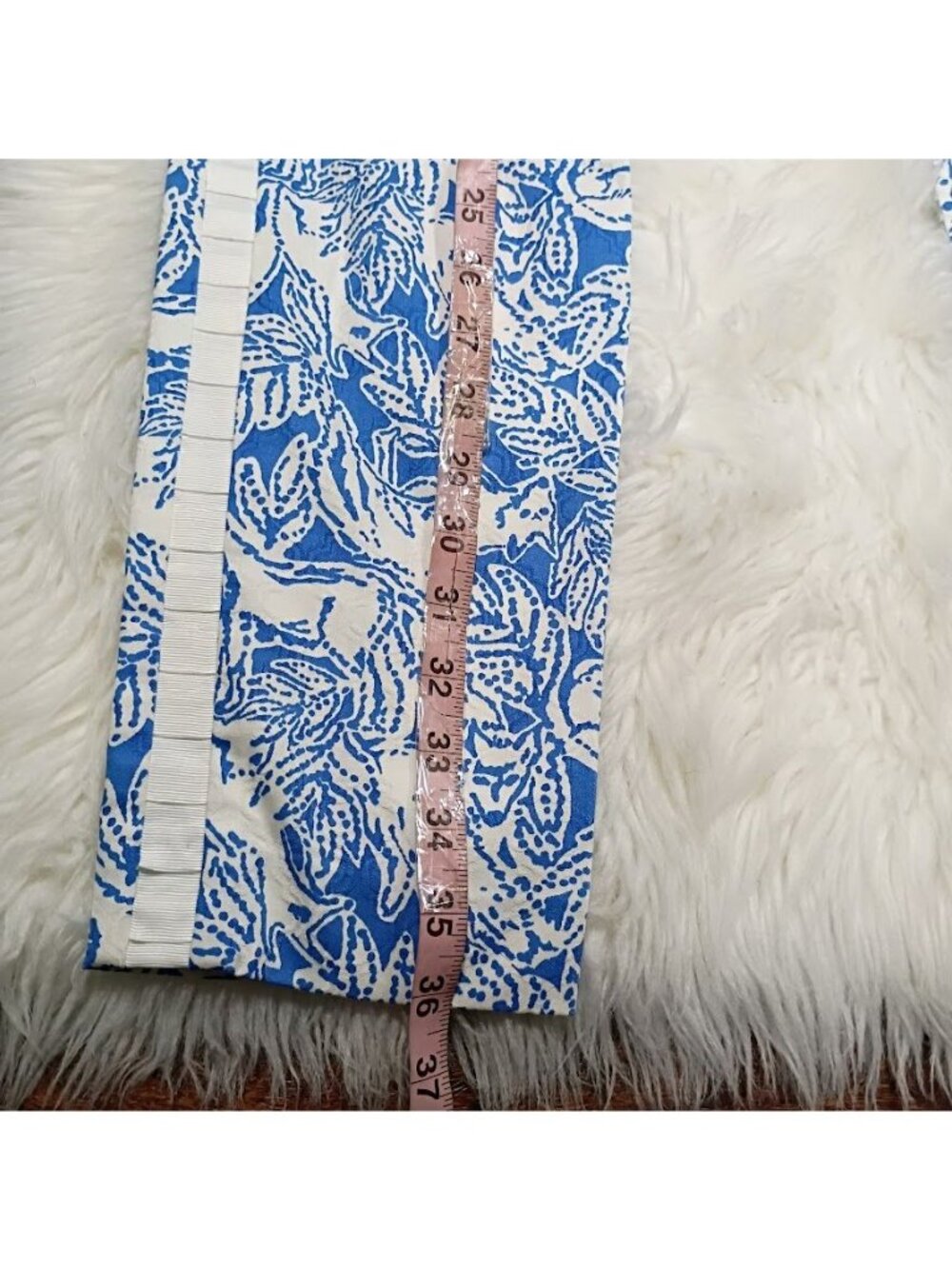 Lilly Pulitzer Pants Sz S Blue & White Pull-On Floral Jacquard Clean Luxury NWT - Picture 7 of 15